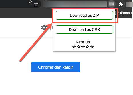 Chrome eklentisi CRX dosyasi indirme