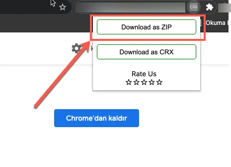 Chrome eklentisi CRX dosyasi indirme