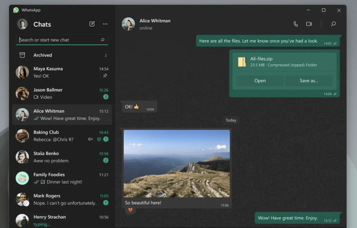 WhatsApp Windows uygulamasi yenilendi 1 min